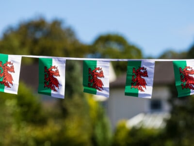 Welsh Flag Bunting Flying